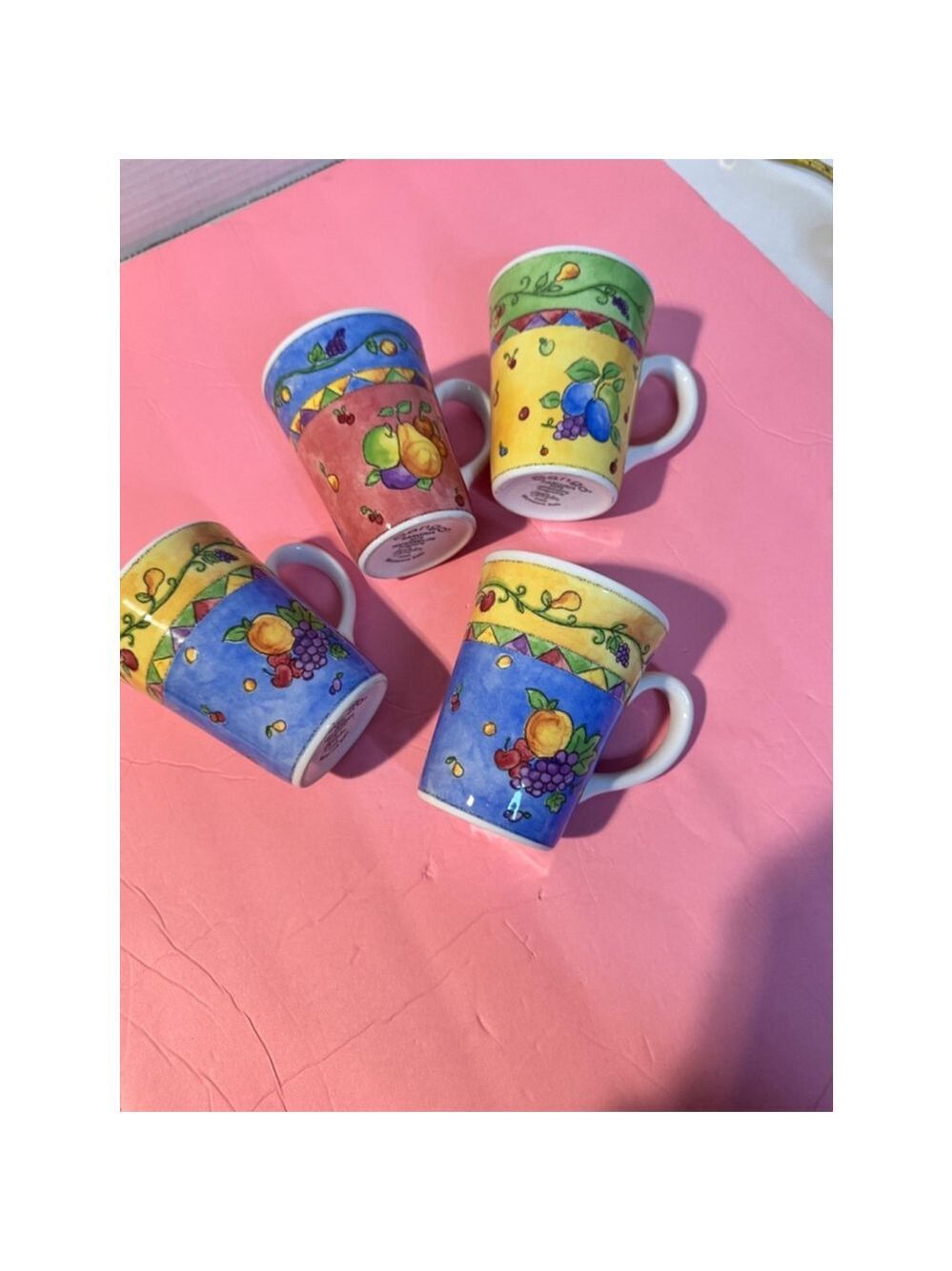 Sango Sangria Mugs Set of 4 Multicolor Fruit Design